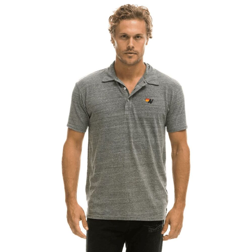 Aviator Nation Heathered Gray Short Sleeve Collared Polo Shirt Unisex Size Small
